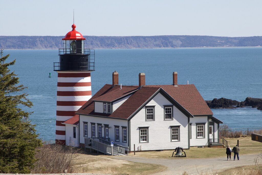 West Quoddy Head Light, the red and white striped lighthouse in Lubec, Maine